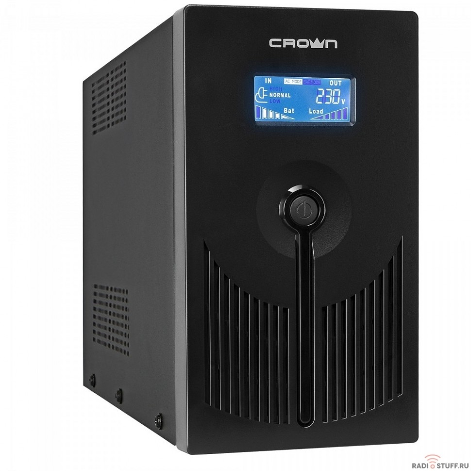 CROWN ИБП CMU-SP1200IEC LCD USB {1200VA\720W, корпус металл, 2x12V/9AH, 8*IEC C13+1*IEC С13 bypass, AVR 140-290V, съёмный кабель питания 1.8 м,RJ11/45}